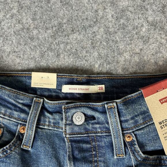 Levi’s Wedgie Straight Womens 28 Medium Wash Denim Button Fly - Picture 5 of 12